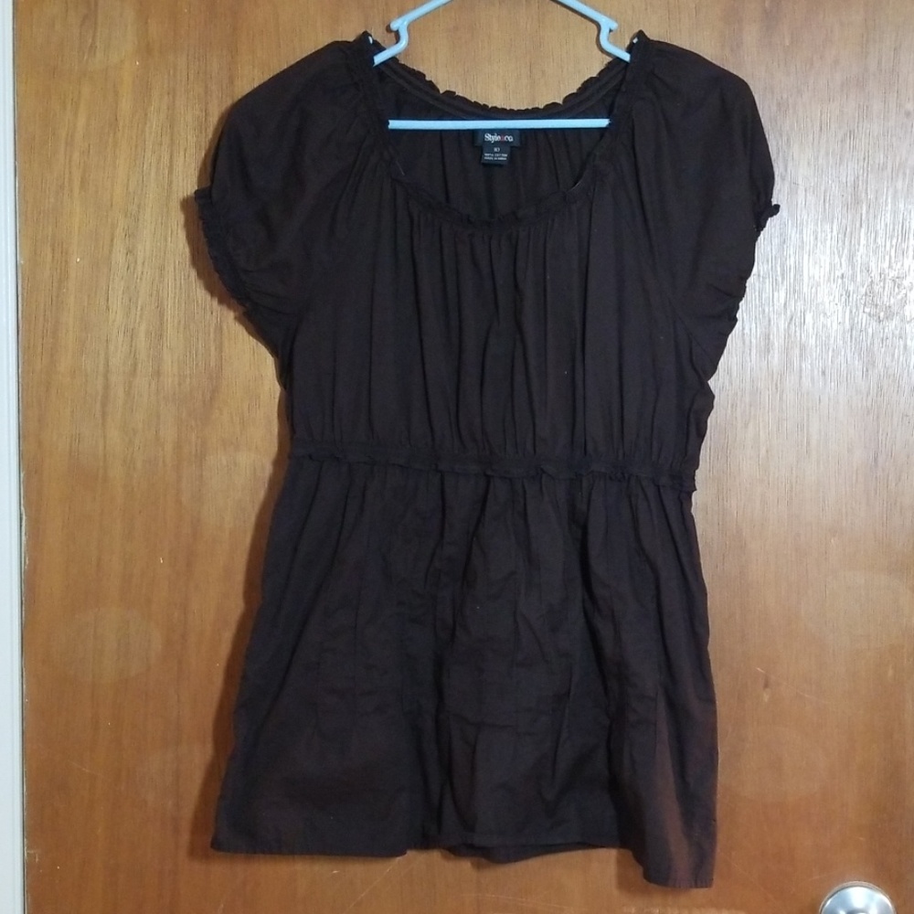 Dark brown ruffle blouse